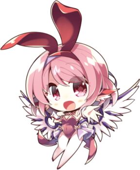 1girl akaneya animal_ears bird_ears bird_wings blush chibi commission fake_animal_ears fingernails full_body leotard long_fingernails lowres mystia_lorelei open_mouth pink_hair rabbit_ears red_eyes red_leotard sharp_fingernails short_hair simple_background skeb_commission smile solo strapless strapless_leotard touhou white_background white_wings wings wrist_cuffs