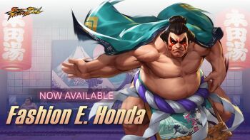 Rule 34 | 1boy, bathhouse, e. honda, facepaint, fighting stance, highres, lantern, looking at viewer, muscular, muscular male, official alternate costume, official art, palm strike, rope belt, serious, slapping, street fighter, street fighter: duel, sumo, tiles, waves, wet