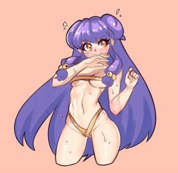 1girl bandages double_bun hair_bun long_hair purple_hair ranma_1/2 shampoo_(ranma_1/2) sidelocks