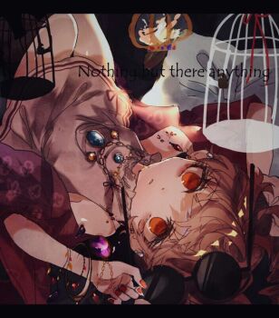 1girl bangle birdcage bracelet brown_hair cage coat commentary_request dress english_text engrish_text eyewear_on_head feet_out_of_frame fingernails jewelry letterboxed looking_at_viewer lying on_back one-hour_drawing_challenge open_clothes open_coat orange_eyes purple_coat ranguage red_nails shinjitsu_no_kuchi short_hair sleeveless sleeveless_dress solo sunglasses touhou white_dress yorigami_jo&#039;on