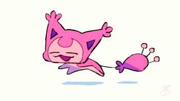abby_(memedokies) animal_focus animated animated_gif cat gen_3_pokemon highres nintendo no_humans pink_fur pokemon pokemon_(creature) pokemon_focus running skitty solo yellow_background