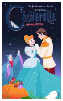 3boys 3girls ball_gown blonde_hair blue_dress blue_eyes character_request choker cinderella_(disney_character) cinderella_(disney_movie) dress earrings elbow_gloves fairy_godmother gloves gown gus_(cinderella) hair_bun hairband highres jaq_(cinderella) jewelry long_hair looking_at_viewer multiple_boys multiple_girls prince_charming_(disney) princess short_hair smile tarolotta