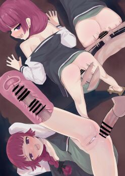 1boy 1girl aftersex against_wall ass bar_censor blush bocchi_the_rock! bow braid braided_ponytail breasts breasts_out censored clothed_sex cross-section cum cum_in_pussy deep_penetration dress drunk earrings feet from_behind from_below geta green_dress hair_bow hetero hiroi_kikuri jacket jewelry legs loli looking_at_viewer looking_back nail_polish no_bra no_panties open_clothes open_jacket paid_reward_available penis ponytail purple_hair pussy recklessdraw sex sex_from_behind sharp_teeth small_breasts teeth toes uterus