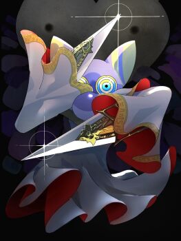 big_nose blue_eyes boru_yama colored_skin highres hyness kirby_(series) kirby_star_allies looking_at_viewer multicolored_eyes nintendo purple_skin sleeves_past_fingers sleeves_past_wrists sparkle void_termina void_termina_(demon_god_form) wide_sleeves yellow_eyes