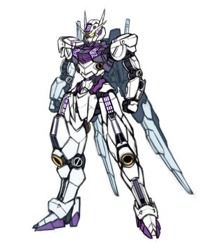 clenched_hands full_body gundam gundam_aerial gundam_build_divers gundam_build_divers_re:rise gundam_suisei_no_majo highres hololive mecha mecha_focus mobile_suit no_humans pinguinkotak redesign robot science_fiction sketch standing v-fin white_background yellow_eyes