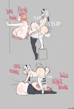 1futa 1girl age_difference ahegao ass bar_censor blue_eyes breasts censored cum cum_in_mouth english_text fellatio futa_with_female futanari grey_background grey_hair heart highres horns huge_ass huge_breasts huge_penis huge_testicles ilulu_(maidragon) kanna_kamui kobayashi-san_chi_no_maidragon long_hair lying manotasos medium_breasts nipples oral penis pink_hair red_eyes sex sex_from_behind simple_background size_difference surprised testicles thighhighs tongue tongue_out twintails veins veiny_penis