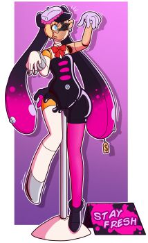 1girl aigis_(persona) altus callie_(splatoon) clothes female_focus high_heels highres inflatable inkling inkling_girl inkling_player_character mannequin nintendo no_pubic_hair persona persona_3 rubber_suit short_hair solo splatoon_(series) splatoon_2 tentacle_hair tentacles transformation wrenzephyr2