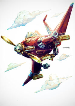 aerosmith_(stand) aircraft airplane bomb cloud cockpit commentary_request explosive flying gatling_gun jojo_no_kimyou_na_bouken jojo_pose k-suwabe minigun no_humans partial_commentary propeller simple_background stand_(jojo) vento_aureo wheel white_background