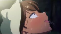 1girl animal_hood animated brown_hair green_hoodie highres hood hood_up hoodie implied_sex katou_mio_(seika_jogakuin_kounin_sao_ojisan) night outdoors park seika_jogakuin_kounin_sao_ojisan sound tagme video