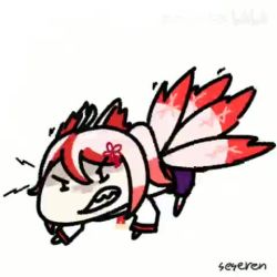 >_< ahoge alarm_clock animated chewing chopping cleaver clock closed_eyes cookie cup deal_with_it_(meme) eating fish food fruit glasses lowres meme multiple_girls open_mouth seseren smile spinning summoning sword teacup video watermelon weapon