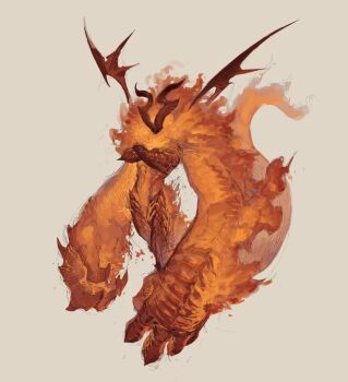 Rule 34 | 1boy, brown background, brown wings, claws, commentary, crossed arms, dragon boy, dragon horns, dragon tail, dragon wings, extra arms, fiery hair, fiery tail, fire, full body, horns, leviair, looking at viewer, male focus, mane, monster boy, orange eyes, orange hair, orange scales, original, oversized forearms, oversized limbs, scales, solo, standing, symbol-only commentary, tail, wings