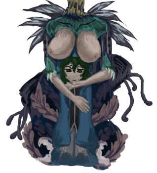 bb1111122223333 breasts eldritch_abomination green_eyes green_hair horror_(theme) large_breasts len&#039;en monster scared shitodo_aoji tagme uncomfortable wuruuuu1