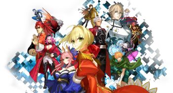 6+boys 6+girls ahoge alice_(fate) animal_ear_fluff animal_ears archer_(fate) arcueid_brunestud arcueid_brunestud_(berserker) armor belt black_eyes blonde_hair blue_eyes blue_hair bodysuit boots braid brown_eyes brown_hair bun_with_braided_base chinese_clothes cloak clothing_cutout coat cu_chulainn_(fate) cu_chulainn_(fate/extra) dress epaulettes fate/extra fate/extra_record fate_(series) fox_ears fox_girl francis_drake_(fate) gloves green_eyes grey_eyes grey_hair hair_over_one_eye hair_ribbon hat highres jacket japanese_clothes kimono kishinami_hakuno_(female) kishinami_hakuno_(male) li_shuwen_(fate) li_shuwen_(young)_(fate) long_hair lu_bu_(fate) multiple_boys multiple_girls nero_claudius_(fate) nero_claudius_(fate/extra) nursery_rhyme_(fate) official_art orange_hair pants pantyhose pink_eyes pink_hair ponytail red_eyes red_hair ribbon robin_hood_(fate) scar scar_on_face second-party_source shirt short_hair skirt tamamo_(fate) tamamo_no_mae_(fate) thigh_boots torn_cloak torn_clothes transparent_background tsukumihara_academy_uniform_(fate/extra) twin_braids vlad_iii_(fate/extra) wada_arco yellow_eyes