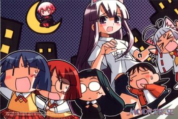 00s 1boy 6+girls animal_ears artemis artemis_(tsukuyomi) cat_ears chibi end_card eyecatch gym_uniform haiji hazuki_(tsukuyomi) highres midou_hikaru midou_kaoru midou_seiji morioka_kouhei multiple_girls seiji tsukuyomi_moonphase yagumo_kengou