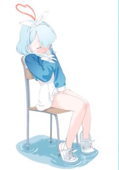 1girl animated arona_(blue_archive) between_legs blue_archive blue_hair blue_shirt blush breasts chair closed_eyes ewan_1212 female_masturbation fingering full_body grabbing_own_breast hair_over_one_eye hand_between_own_legs hand_under_clothes hand_under_shirt heart legs loli looping_animation masturbation masturbation_under_clothes midriff miniskirt moaning on_chair open_mouth ribbon shirt shoes short_hair sitting skirt solo tagme tamura-chan thighs trembling ugoira video water white_shoes white_skirt