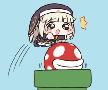 1girl :3 chibi commentary_request crying crying_with_eyes_open long_hair mario_(series) meme nintendo nipruku piranha_plant simple_background solo speaki_(trickcal) speakiposting_(meme) tears trickcal