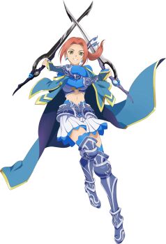 1girl artist_request eleanor_hume full_body game_cg green_eyes highres holding holding_sword holding_weapon looking_at_viewer official_art pink_hair smile solo sword tales_of_(series) tales_of_asteria tales_of_berseria third-party_source transparent_background weapon