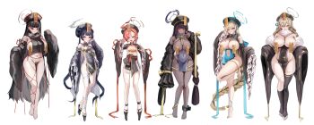 6+girls absurdres ahoge akane_(blue_archive) asuna_(blue_archive) bandaged_leg bandages barefoot black_dress black_hair black_halo black_shrug blue_archive blue_eyes blue_halo blunt_bangs blush braid braided_ponytail breasts bright_pupils brown_halo chinese_clothes cleavage covered_navel cuffs detached_collar detached_sleeves double_bun dress drooling flat_chest grey_dress grey_halo grey_skirt groin hair_bun halo hat highres huge_ahoge jiangshi_costume karin_(blue_archive) kisaki_(blue_archive) kraken_mikan large_breasts long_hair long_sleeves looking_at_viewer maebari mole mole_under_eye multicolored_halo multiple_girls navel neru_(blue_archive) obi ofuda ofuda_on_head ofuda_on_nipples ofuda_on_pussy open_mouth orange_eyes orange_hair outstretched_arms pasties pelvic_curtain platform_sandals puffy_long_sleeves puffy_sleeves purple_halo qingdai_guanmao red_eyes red_halo rio_(blue_archive) sandals sash shackles short_hair shrug_(clothing) single_braid single_breast_curtain skirt sweat thighs thong twintails two-tone_halo very_long_hair white_pupils wide_sleeves yellow_eyes zombie_pose