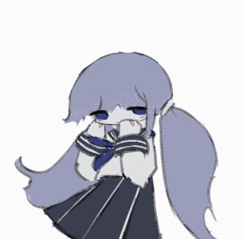 1girl abstract animated animated_gif blinking blue_eyes blue_hair blue_neckerchief body_horror brain che_(cagelabyrinth) death disintegration dying hands_on_own_face neckerchief original school_uniform serafuku split_head surreal twintails upper_body