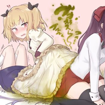 13o 3girls character_request copyright_request fart fart farting_in_face highres iijima_yun multiple_girls new_game! sitting sitting_on_face sitting_on_person smell suzukaze_aoba takimoto_hifumi