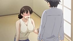 1boy 1girl 2020 20s age_difference animated animated_gif breasts cheating_(relationship) helping hitozuma_mitsu_to_niku housewife large_breasts large_penis masturbation mature_female nipple_stimulation_through_clothes obasan_(hitozuma_mitsu_to_niku) older_female_and_younger_male penis queen_bee_(animation_studio) rubbing penis tagme teaching vest yukio_(hitozuma_mitsu_to_niku)