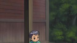 00s animated anime_screenshot audible_speech black_cat cat doll english_audio gakkou_no_kaidan_(anime) outhouse pet_carrier photo_(object) racetrack running siblings sound tagme video
