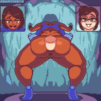 1futa 1girl ahegao anal animated animated_gif anus ass backboob breasts brown_hair clothed_sex countmoxi dark-skinned_female dark_skin doggystyle futa_with_female futanari glasses grabbing_from_behind hair_bun huge_ass huge_breasts huge_penis ice interracial long_hair medium_hair mei_(overwatch) open_mouth overwatch overwatch_1 penis pharah_(overwatch) pixel_art pussy restrained sex sex_from_behind single_hair_bun smile stuck tongue tongue_out