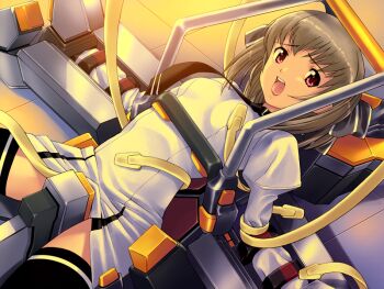1girl argonauts_(visual_novel) bdsm black_thighhighs bondage bound chise_(argonauts) female_focus flat_chest game_cg machine mibu_natsuki official_art red_eyes restrained sex_machine short_hair solo stationary_restraints tentacles thighhighs