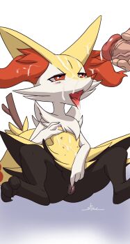 1girl animal_ear_fluff animal_ears animal_feet animal_nose animal_pussy artist_name black_fur blush body_fur braixen canine_pussy claws clitoral_stimulation cum cum_in_mouth cum_on_body cum_on_chest cum_on_tongue disembodied_hand disembodied_penis erection extra_breasts facial fangs feet female_masturbation fingering flat_chest fox_ears fox_girl fox_tail furry furry_female furry_with_non-furry gen_6_pokemon half-closed_eyes hand_on_own_chest hand_up hetero highres interspecies looking_up masturbation multicolored_fur neck_fur nintendo nipples open_mouth penis pokemon pokemon_(creature) pussy red_eyes signature simple_background snout solo_focus spread_legs stick stoic5 tail toes tongue tongue_out uncensored veins veiny_penis white_background white_fur yellow_fur