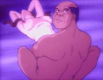 1990s_(style) 1992 age_difference animated animated_gif bald bed breasts brown_hair fat fat_man flickering head_back long_hair looking_back lowres medium_breasts missionary nipples nude old old_man older_male_and_younger_female prostitution retro_artstyle sex youjuu_sensen_adventure_kid