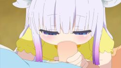 1futa 1girl animated blue_eyes blush censored dragon_girl dragon_horns fellatio futanari horns interior kanna_kamui kobayashi-san_chi_no_maidragon kobayashi_(maidragon) loli long_hair looping_animation mosaic_censoring multicolored_hair oral paid_reward_available pajamas penis pov pov_crotch purple_hair sadieyule shirt short_sleeves solo_focus two-tone_hair video white_horns yellow_shirt