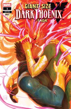 1boy 1girl absurdres blue_bodysuit bodysuit brown_hair character_logo character_name closed_eyes comic_cover company_name copyright_logo copyright_name couple cover cover_page covering_another's_eyes cyclops_(x-men) elbow_gloves english_text floating_hair gloves green_bodysuit hetero highres imminent_kiss jean_grey logo long_hair marvel muscular muscular_male official_art phoenix_(x-men) red_hair sash scott_summers short_hair smile stephanie_hans superhero_costume western_comics_(style) x-men yellow_gloves yellow_sash