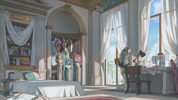 absurdres anarkee_(vtuber) blonde_hair blue_hair book bookshelf bust_(sculpture) c.c. cinnamoroll cloud code_geass dizim dragon_ball dragon_ball_(object) evangelion:_3.0_you_can_(not)_redo figure fuwa_fuwa_cinnamoroll hatsune_miku hello_kitty hello_kitty_(character) highres indie_virtual_youtuber indoors kaname_madoka kaname_madoka_(magical_girl) link mahou_shoujo_madoka_magica mannequin miraculous_ladybug neon_genesis_evangelion nintendo no_humans pink_hair poke_ball poke_ball_(basic) rebuild_of_evangelion sanrio scenery sky the_legend_of_zelda vocaloid wig