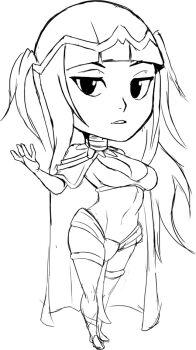 bodystocking breasts cape chibi circlet cleavage cleft_of_venus fire_emblem fire_emblem_awakening large_breasts looking_at_viewer navel nintendo sketch straight_bangs straight_hair teevo tharja_(fire_emblem)