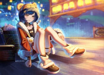 den99 full_body genshin_impact xiangling_(genshin_impact) xiangling_(new_year's_cheer)_(genshin_impact)