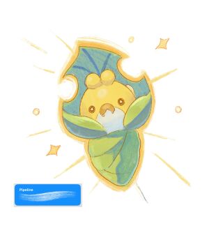 bright_pupils commentary commentary_request english_commentary fangs full_body gen_5_pokemon highres kookirani looking_at_viewer nintendo no_humans pokemon pokemon_(creature) sewaddle simple_background solo sparkle white_background white_pupils