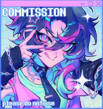 2boys :p animal_ears black_nails chain cross glittermoonie hair_ornament hairclip multiple_boys necktie non-web_source parallel_hairclips pink_eyes smile tagme tongue tongue_out