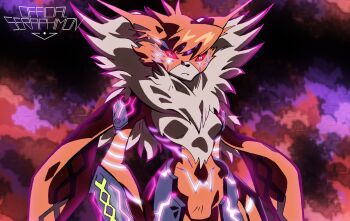+_+ 10s 1girl armor breasts claws digimon digimon_adventure_tri. fur_collar furry glowing glowing_eyes glowing_markings highres meicrackmon_vicious_mode neon_trim no_nipples no_pussy officialseraphimon red_eyes sharp_nails