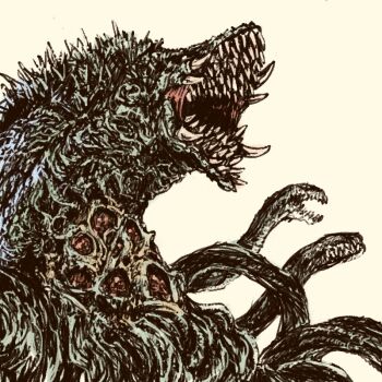 biollante commentary giant giant_monster godzilla_(series) godzilla_vs._biollante kaiju monster no_humans numenoko plant_monster simple_background solo teeth toho