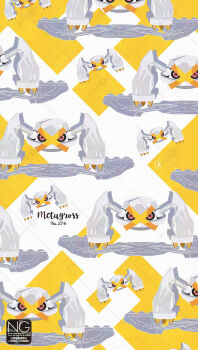 alternate_color claws colored_sclera commentary gen_3_pokemon highres looking_at_viewer meme_(sleepsheep) metagross nintendo no_humans pokemon pokemon_(creature) pokemon_focus red_eyes red_sclera shiny_pokemon symbol-only_commentary