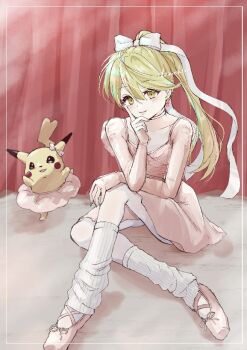 1girl ballerina blonde_hair demekin2333 gen_1_pokemon nintendo pikachu pokemon pokemon_adventures yellow_(pokemon)
