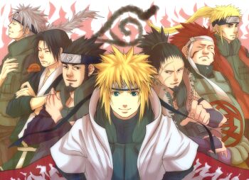 6+boys akimichi_chouza black_hair blonde_hair cigarette hatake_sakumo high_ponytail hotmail18 multiple_boys namikaze_minato nara_shikaku naruto_(classic) naruto_(series) ponytail red_hair sarutobi_asuma uchiha_fugaku yamanaka_inoichi