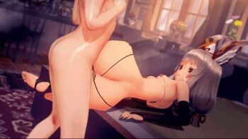 1boy 1girl 3d age_difference animal_ears animated bikini black_bikini black_eyes black_nails breasts cat_ears cat_girl censored closed_mouth cum cum_in_pussy cum_overflow ejaculation elbow_gloves facial_mark fingerless_gloves from_behind full_body gloves grey_hair hetero indoors koikatsu_(medium) leisan long_hair looking_at_another looking_down low_twintails lowres lying micro_bikini mosaic_censoring nail_polish nia_(xenoblade) on_side onee-shota penis petite sex shota size_difference small_breasts smile solo_focus stirrup_legwear swimsuit tagme toeless_legwear toes twintails twisted_torso vaginal video xenoblade_chronicles_(series)