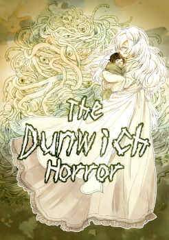 Rule 34 | 1girl, 2boys, albino, baby, baby carry, black hair, brothers, carrying, copyright name, cthulhu mythos, dress, eldritch abomination, lavinia whateley, long hair, mother and son, multiple boys, short hair, siblings, suzushiro (snarkmori), tentacles, the dunwich horror, white hair, wilbur whateley, wilbur whateley's brother, aged down