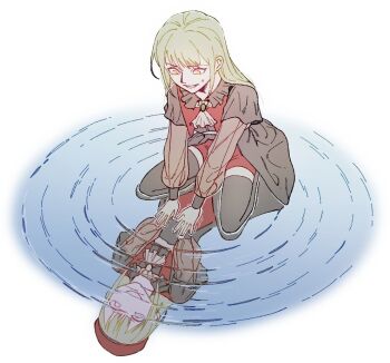 Rule 34 | 1girl, ascot, bang dream!, bang dream! it's mygo!!!!!, beret, black capelet, black pantyhose, brooch, capelet, commentary, different reflection, falcorusti, green hair, hat, jewelry, long hair, long sleeves, mortis (bang dream!), mortis (costume) (bang dream!), open mouth, pantyhose, pantyhose under shorts, red hat, red shorts, reflection, reflective floor, shorts, sweatdrop, wakaba mutsumi, white ascot, yellow eyes