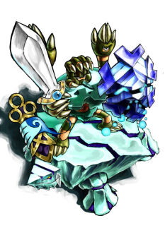 Rule 34 | animate object, avalugg, barbaracle, claws, closed mouth, commentary request, cryogonal, gen 5 pokemon, gen 6 pokemon, holding, holding pokemon, holding sheath, holding sword, holding weapon, honedge, kaosu (kaosu0905), legs apart, living weapon, nintendo, one-eyed, pokemon, pokemon (creature), pokemon on back, sheath, simple background, standing, sword, weapon, white background