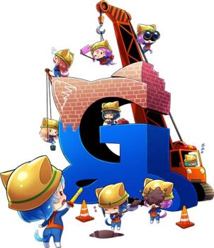 Rule 34 | 404, 6+girls, ^ ^, binoculars, blonde hair, blue hair, born-to-die, brick wall, bucket, chibi, closed eyes, construction site, construction worker, crane (machine), eating, flying sweatdrops, food, full body, gelbooru, gloves, green hair, hard hat, helmet, hook, http status code, lowres, multiple girls, musical note, official art, one eye closed, paint, purple hair, running bond, shovel, simple background, sleeping, suspension, tagme, tail, traffic baton, traffic cone, white background, white footwear, white gloves, wink, working, yellow headwear, zzz