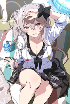 Rule 34 | 2girls, ahoge, animal ears, arm support, arm up, beach, beach towel, bikini, black nails, blue nails, bottle, bracelet, breasts, collarbone, commentary request, eyelashes, feet, feet out of frame, front-tie bikini top, front-tie top, grey eyes, grey hair, grey tail, highres, hololive, hololive summer 2023 swimsuit, hood, hood down, hoodie, jewelry, large breasts, lens flare, lion ears, lion girl, lion tail, long hair, long sleeves, looking at viewer, multiple girls, nail polish, omaru polka, on ground, open mouth, out of frame, outdoors, pink nails, sandals, shishiro botan, sidelocks, sitting, sweatdrop, swimsuit, tail, thighs, toenail polish, toenails, toes, towel, virtual youtuber, water bottle, white hoodie, yuuzuki (re'ef)