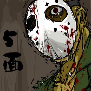 Rule 34 | 1boy, bcd (pixiv 76739), blood, image sample, male focus, mask, namco, pixiv sample, resized, rick taylor, solo, splatterhouse, tears, terror mask, text focus, translation request