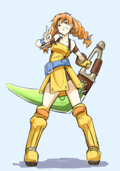 1girl absurdres aika_(eternal_arcadia) automatic_giraffe boomerang braid eternal_arcadia highres huge_weapon orange_hair sega twin_braids weapon